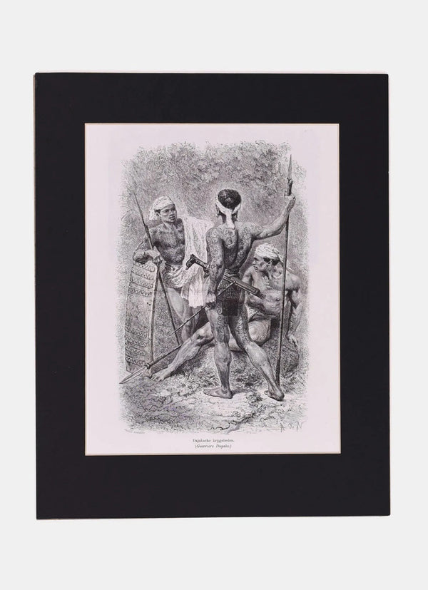 Repro Engraving - Guerriers Dayaks