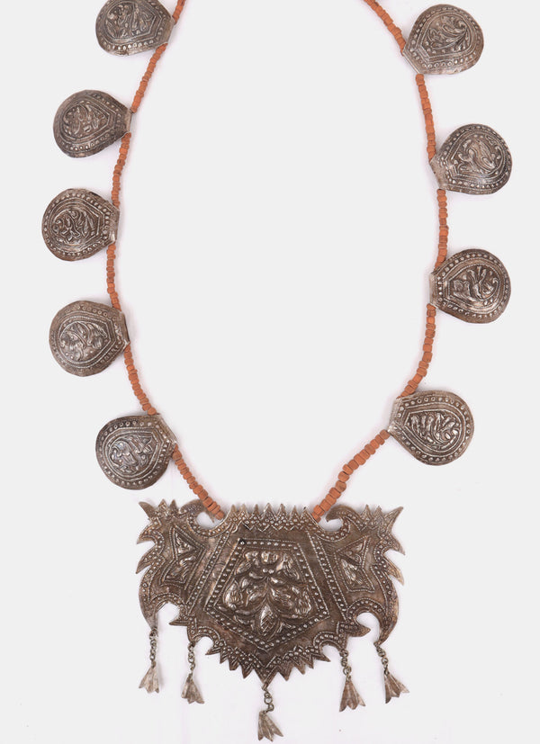 Silver W/Coral Necklace From Minangkabau West Sumatera