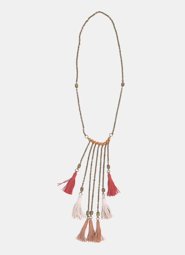 Leather With Metal Necklace