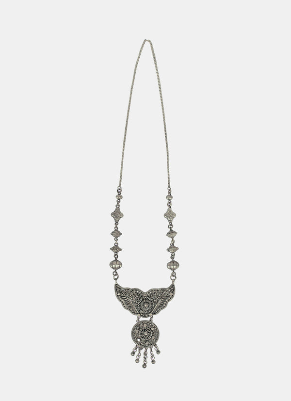 Brass with Silver Pleated Necklace