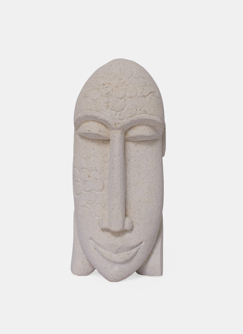 Sandstone Statue Flower Face White Statue Carving