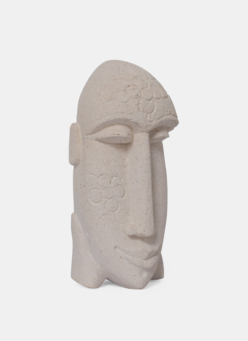 Sandstone Statue Flower Face White Statue Carving