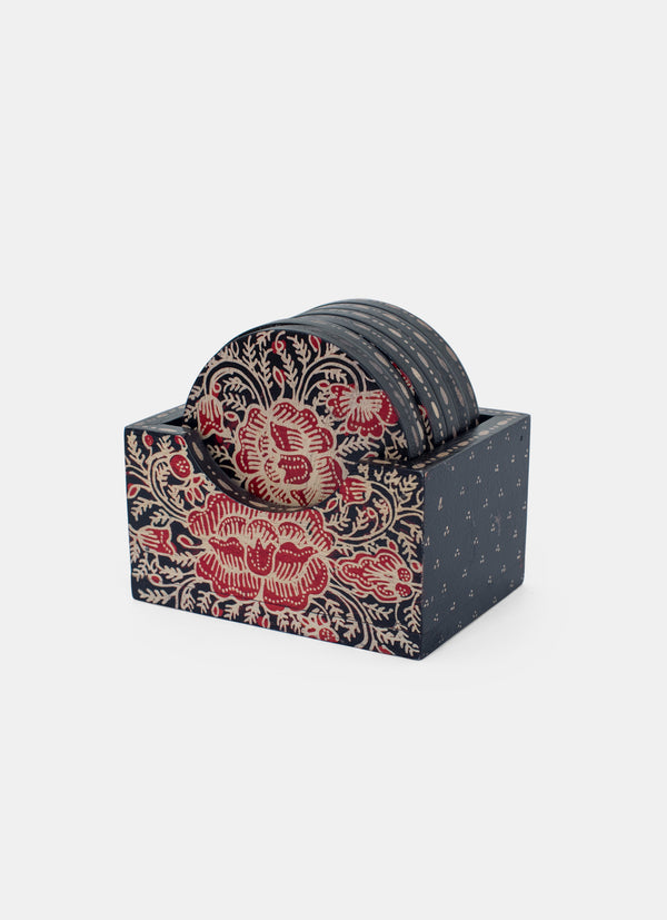 Wooden Batik HouseHold - Coaster Bulat Kotak