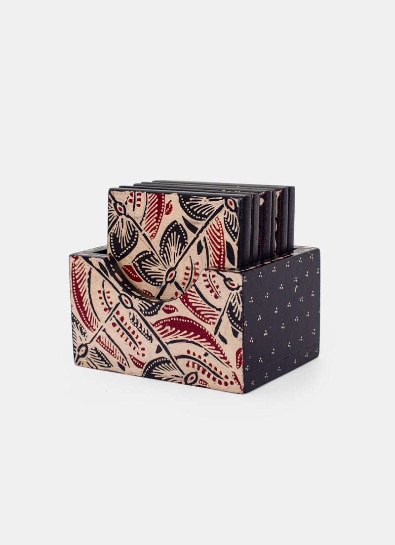 Wooden Batik HouseHold - Coaster Kotak Kotak
