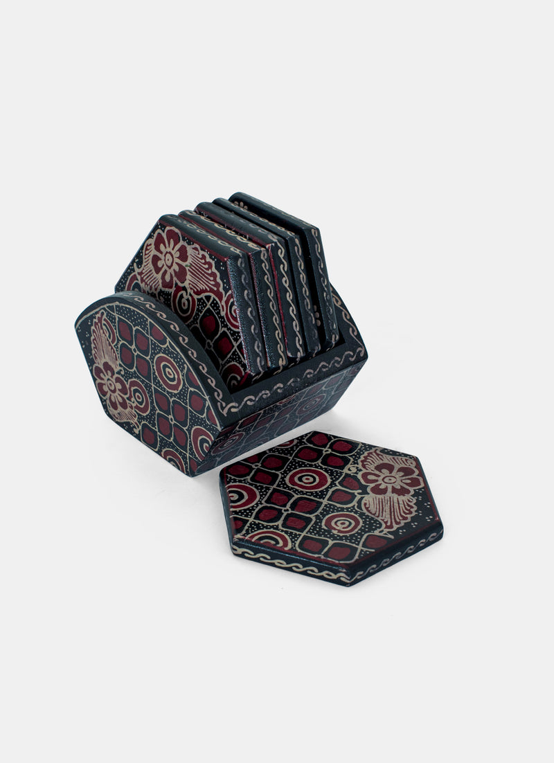 Wooden Batik HouseHold - Coaster Segi Enam