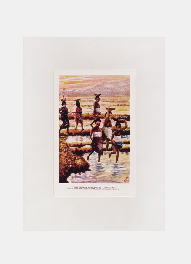 Repro Chromolithograph - Orang Perempoean Mengarakkan Air Jang Akan Dipoedja