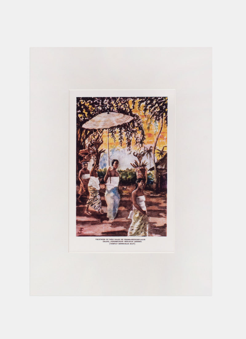 Repro Chromolithograph - Orang Perempoean Berarak Kesema (Tempat Membakar Mait)