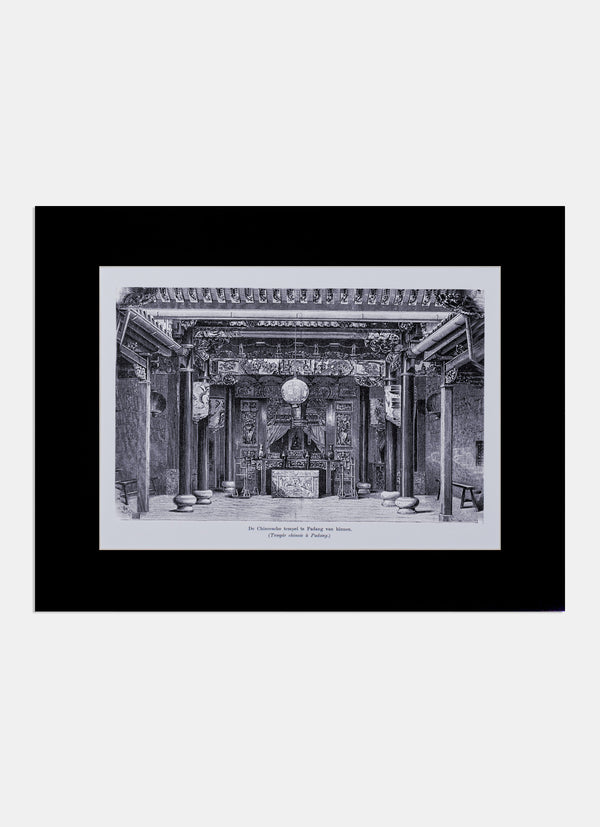 Repro Engraving -  De Chineesche tempel te Padang van binneu