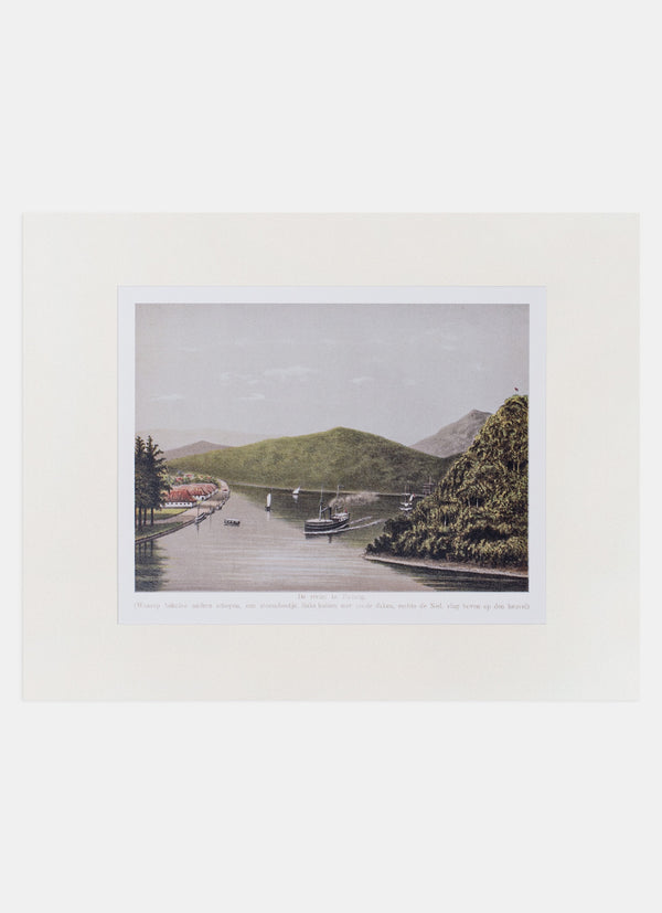 Repro Lithograph - De rivier te Padang