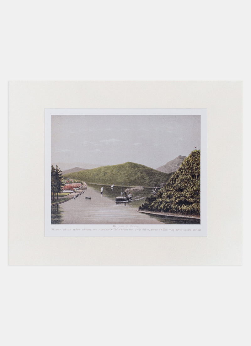 Repro Lithograph - De rivier te Padang