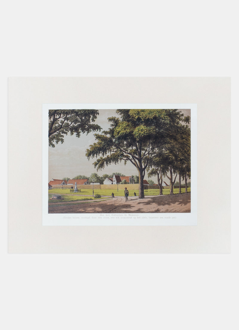 Repro Lithograph - Het fort Rotterdam te Makassar