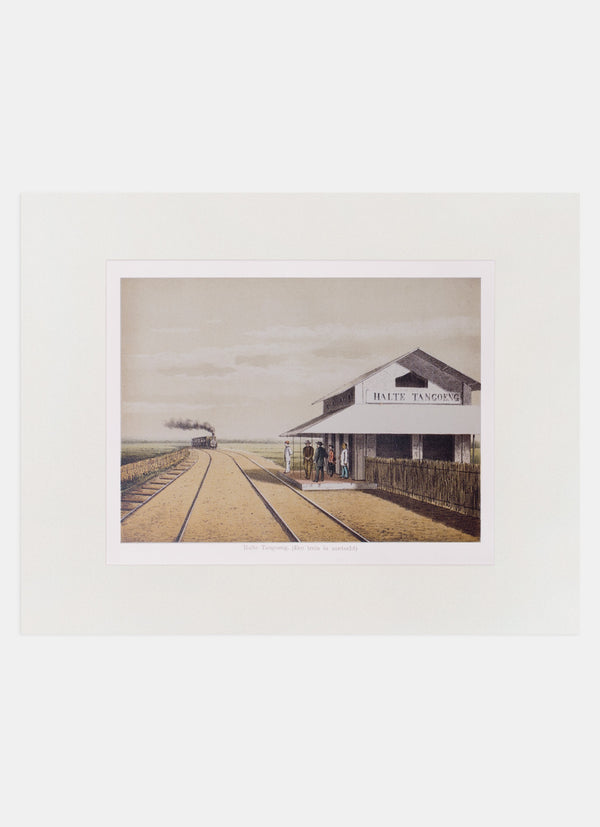 Repro Lithograph - Halte Tangoeng. (Een Trein In Aantocht)