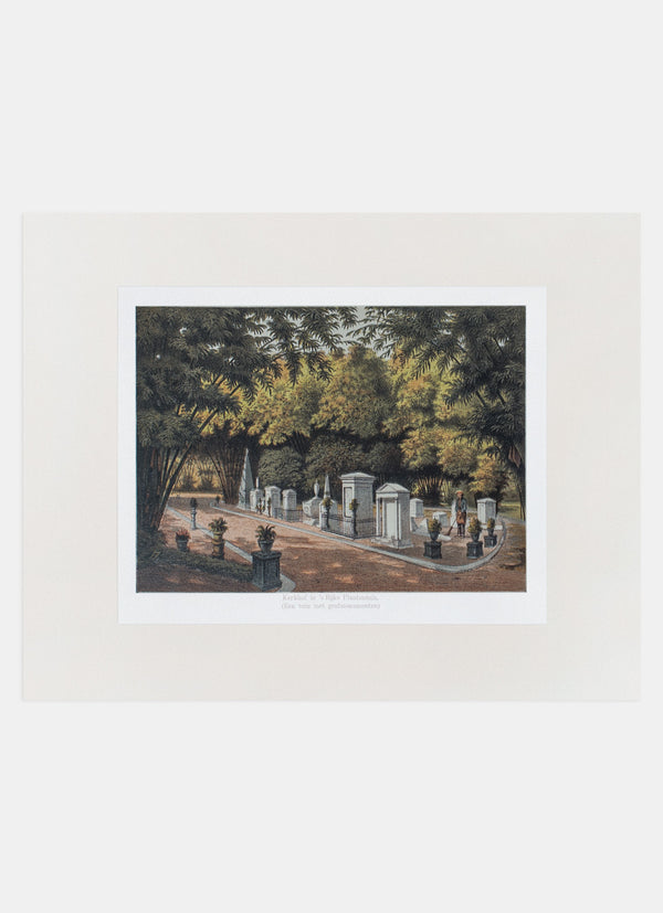 Repro Lithograph - Kerkhof in 's Rijks Plantentuin
