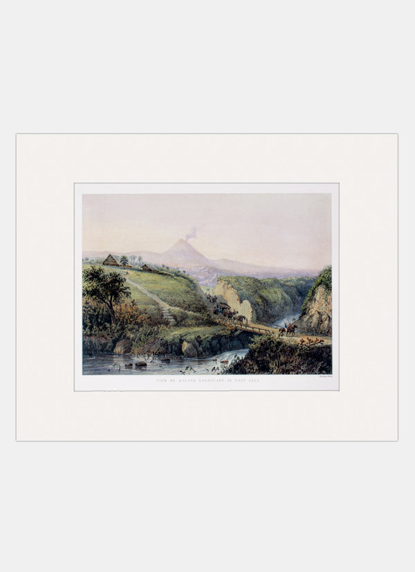 Repro Lithograph - View Of Malang Landscape In East Java