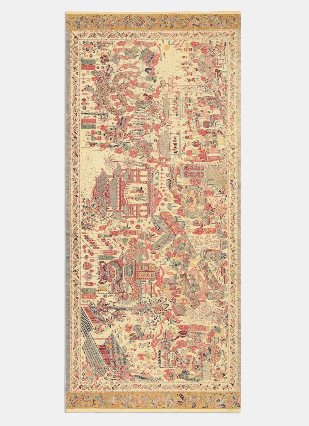 Long cloth with peranakan Chinese Indonesian story of Lunar New Year in Indonesia, long view