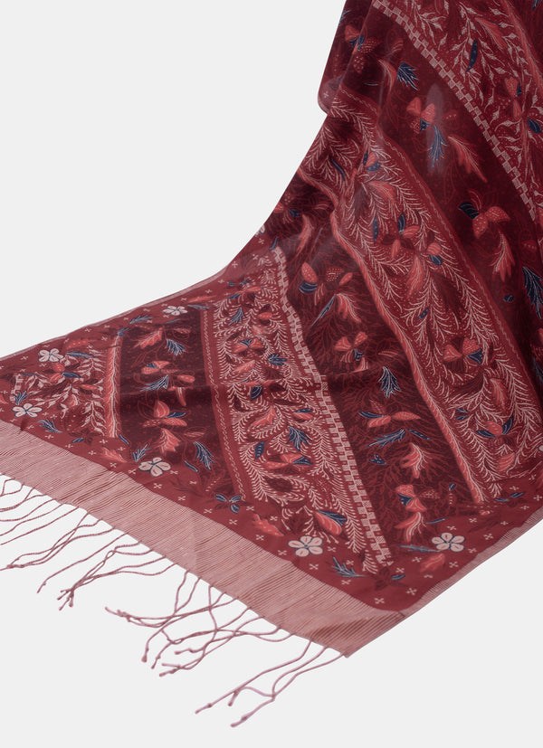 Medium Silk Scarf – Madura Bunga Lereng Merah