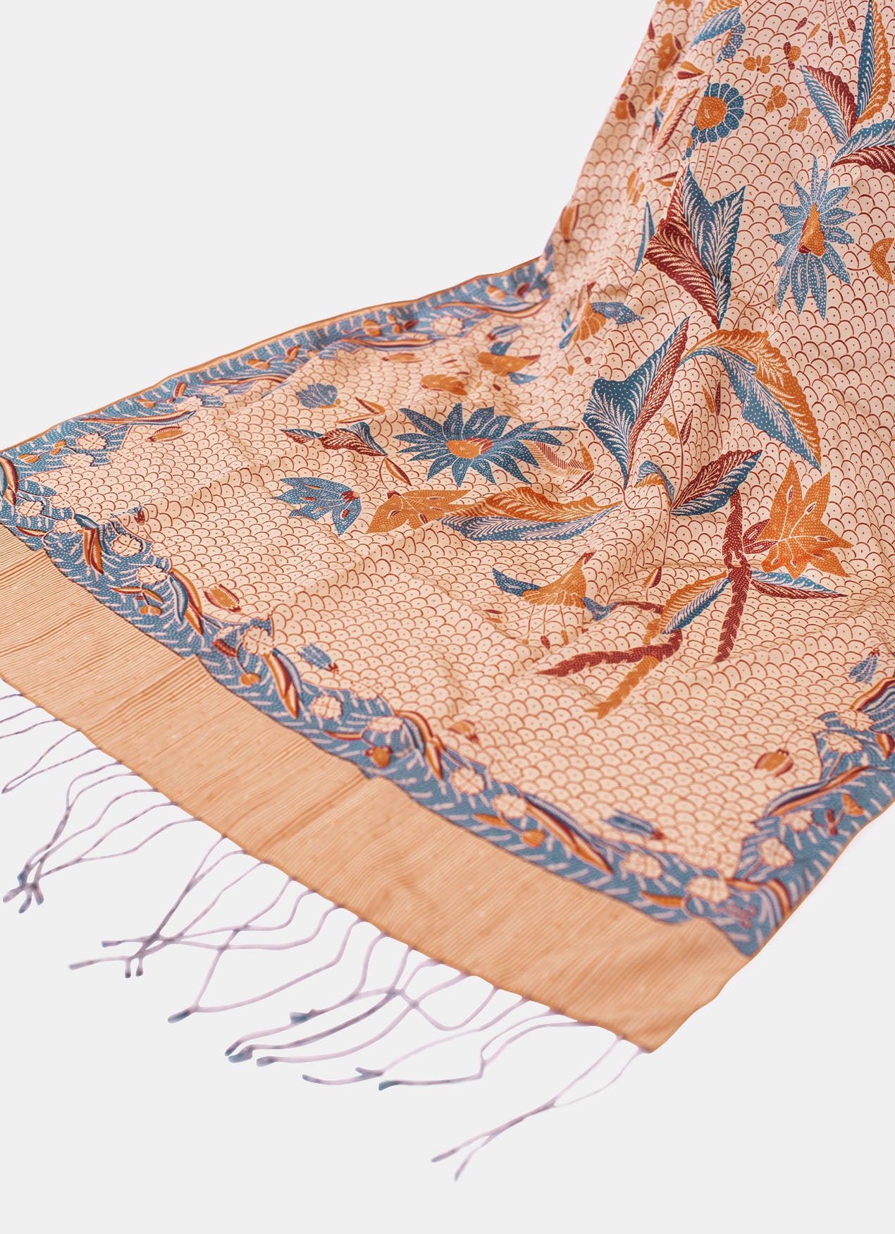 Medium Silk Scarf – Buket Matahari Cream – Pithecanthropus Bali