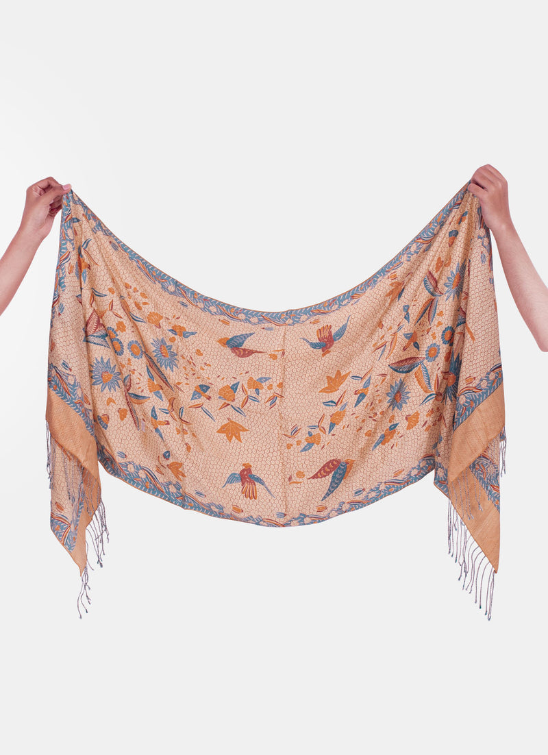 Medium Silk Scarf – Buket Matahari Cream