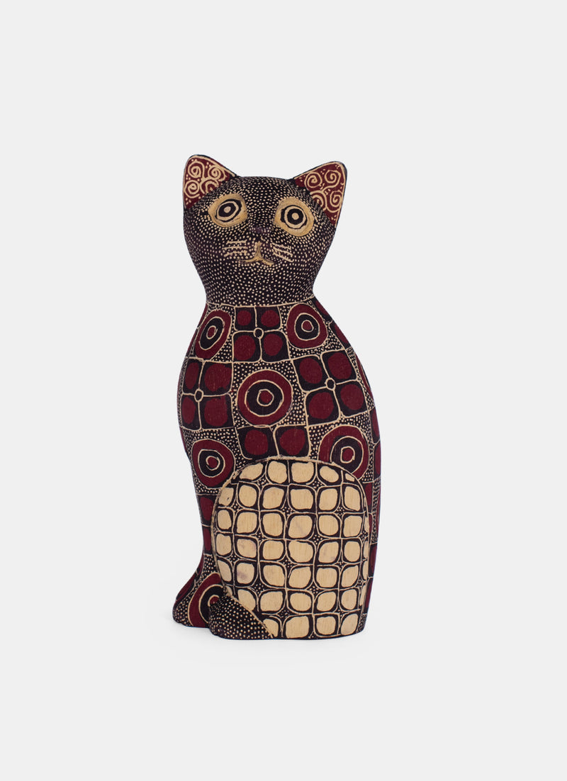 Wooden Batik Animal Kucing Noleh