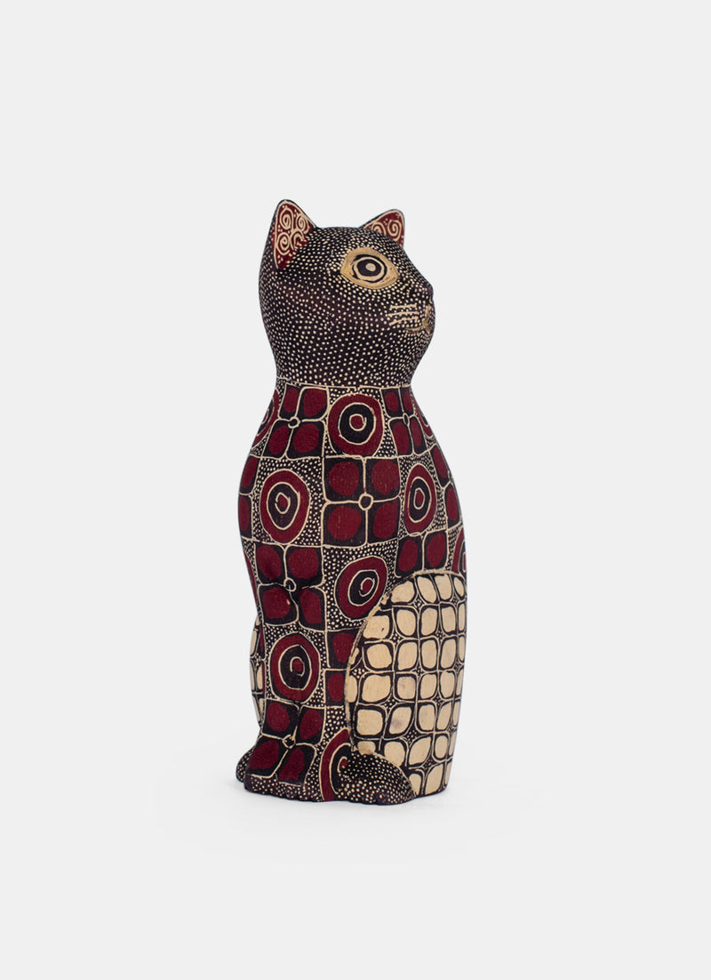 Wooden Batik Animal Kucing Noleh