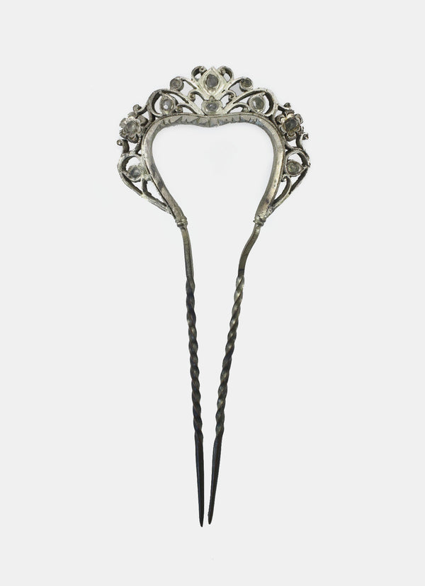 Silver Hair Pin With Diamond Shell From Java
