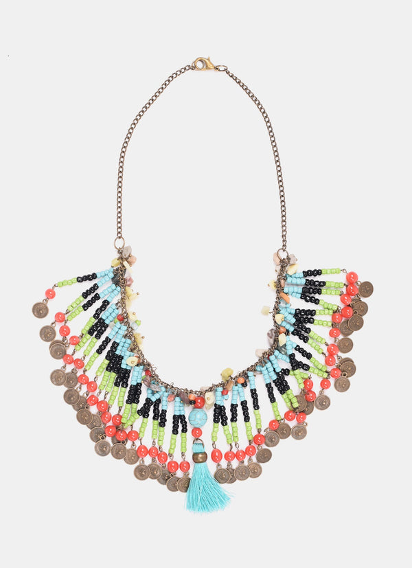 Beads With Metal Necklace