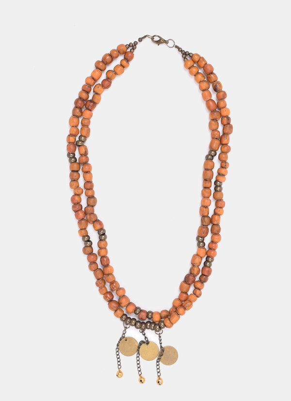 Beads With Metal Necklace