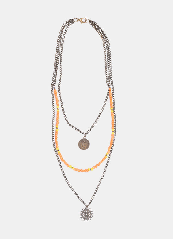 Beads With Metal Necklace
