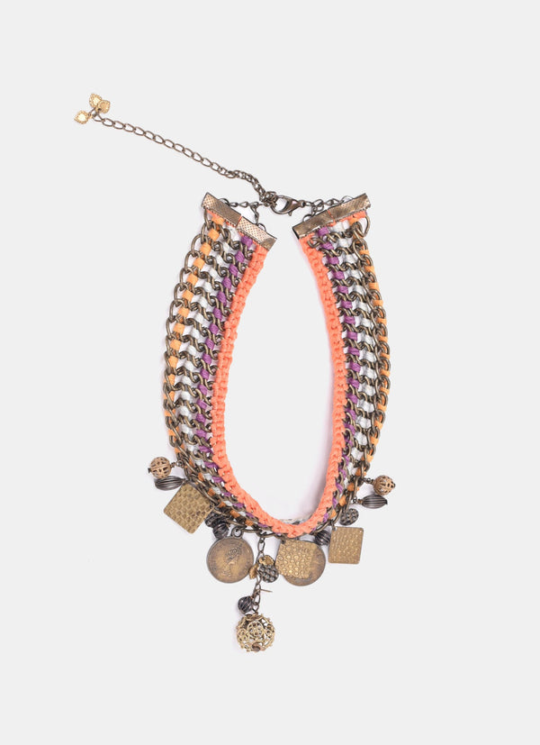 Beads With Metal Necklace