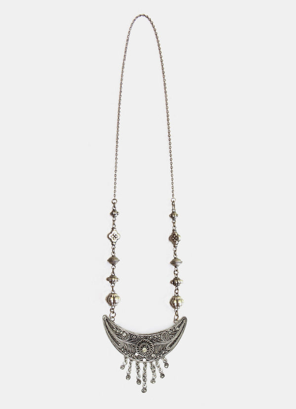 Brass with Silver Pleated Necklace