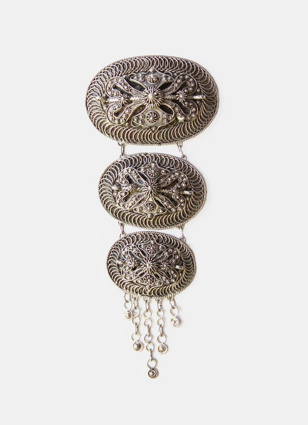 Brass with Silver Pleated Brooch