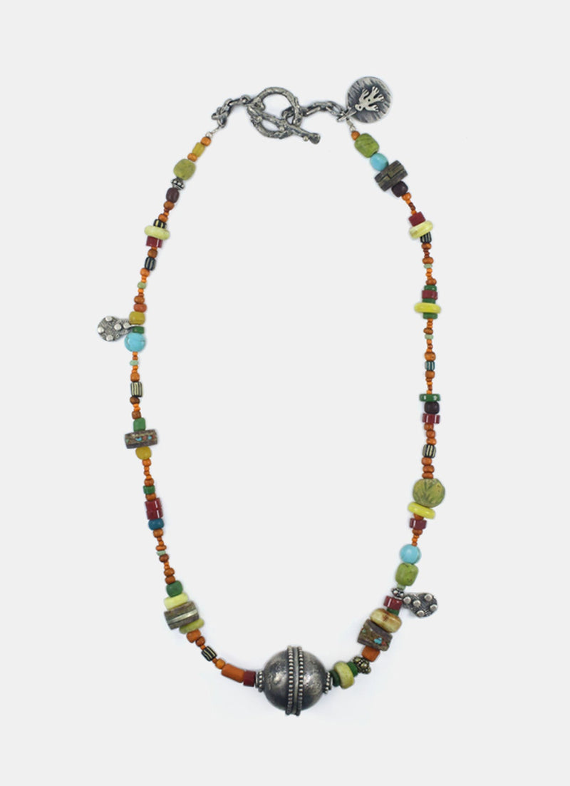Beads With Silver Necklace