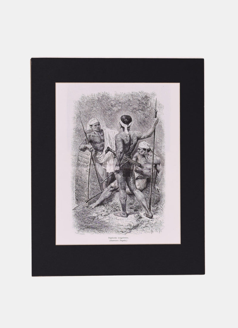 Repro Engraving - Guerriers Dayaks