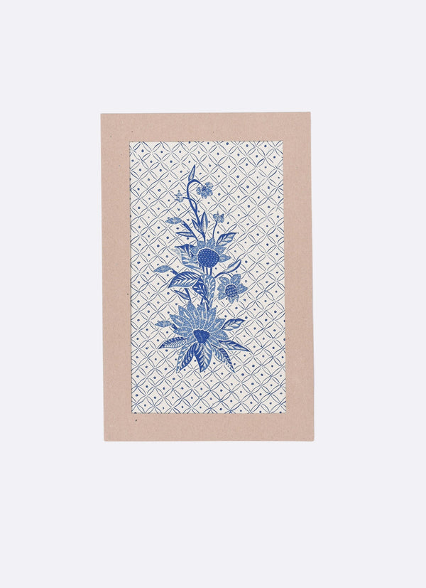 Batik Wall Decoration – Bunga Rangkai Kecil Biru Putih 03