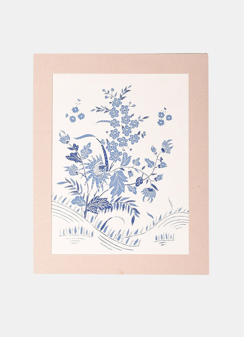 Batik Wall Decoration – Bunga Padang Biru Putih 04